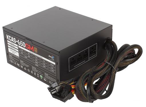 Блок питания Aerocool 650W Retail KCAS-650GM , модульный, ATX v2.4, 80+ Gold, 4+4-Pin, 2x PCI-E (6+2-Pin), 7x SATA, 4x MOLEX, 14см c RGB подсветкой