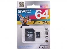 MicroSDXC Silicon Power 64GB Class10 UHS-I Elite + Адаптер (SP064GBSTXBU1V10-SP)