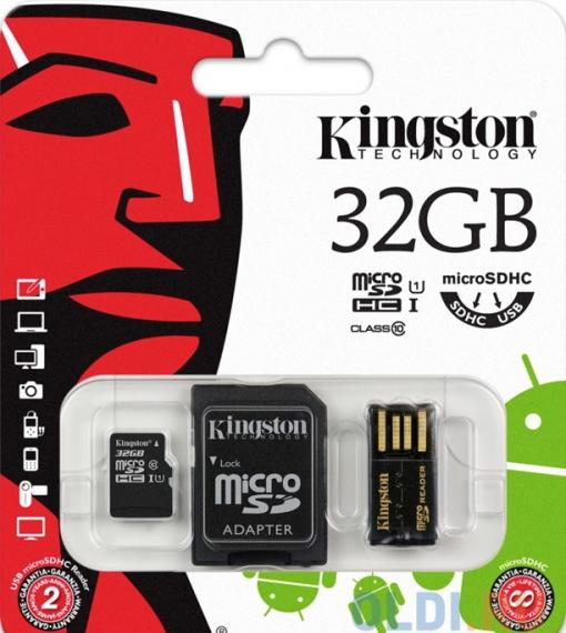 Карта памяти MicroSDHC 32GB Kingston Class10 + адаптер, ридер (MBLY10G2/32GB)