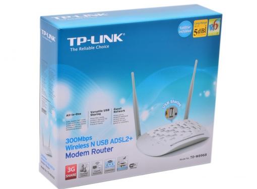 Маршрутизатор TP-LINK TD-W8968 Беспроводной маршрутизатор серии N со встроенным модемом ADSL2+ и портом USB, скорость до 300 Мбит/с