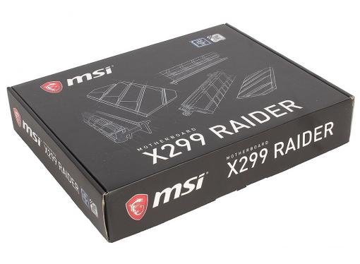 Материнская плата MSI X299 RAIDER (S2066, X299, 8*DDR4, 4*PCI-E16x, PCI-E1x, SATA III+RAID, M.2, U.2, GB Lan, USB3.1, ATX, Retail)