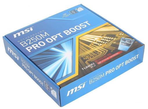 Материнская плата MSI B250M PRO OPT BOOST (S1151, B250, 2*DDR4, PCI-E16x, 2*PCI-E1x, D-SUB, DVI, SATA III, 16GB Intel Optane, GB Lan, USB3.1Gen1, mATX, Retai