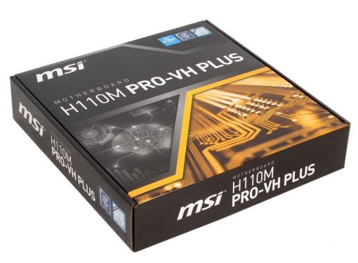 Материнская плата MSI H110M PRO-VH PLUS (S1151, H110, 2*DDR4, PCI-E16x, 2*PCI-E1x, D-SUB, HDMI, SATA III, GB Lan, USB3.1Gen1, mATX, Retail)