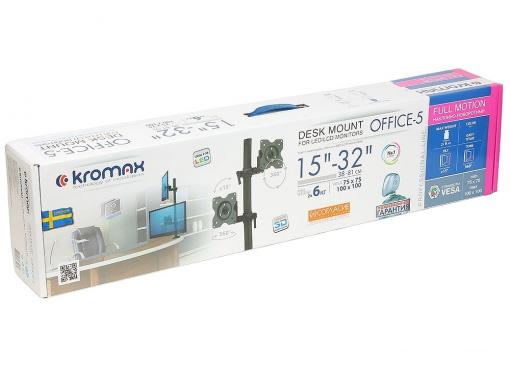 Настольный наклонно-поворотный кронштейн Kromax OFFICE-5, для 2-х LCD мониторов 13
