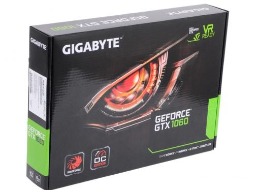 Видеокарта 6Gb (PCI-E) GIGABYTE GeForce GTX 1060 WINDFORCE OC 6G GV-N1060WF2OC-6GD (GTX1060, GDDR5, 192bit, HDCP, 2*DVI, HDMI, DP, Retail)