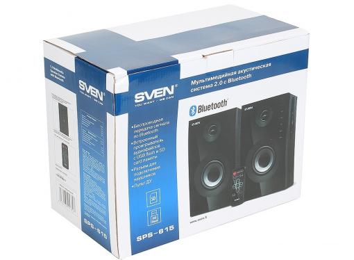 Колонки Sven SPS-615 black 2.0, Black (SV-013707) (20 Вт, 60 - 20 000 Гц, Bluetooth, mini Jack, USB, SD, MDF, 220V)