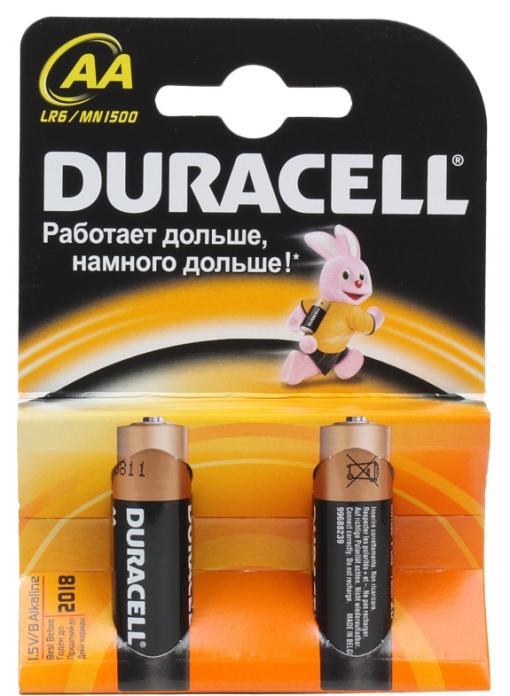 Батарейки DURACELL  LR6-2BL BASIC (40/120/10200)  Блистер 2 шт  (AA)