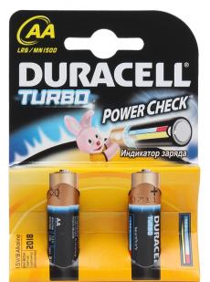 Батарейки DURACELL  LR6-2BL TURBO Max (40/120/10200)  Блистер 2 шт   (AA)