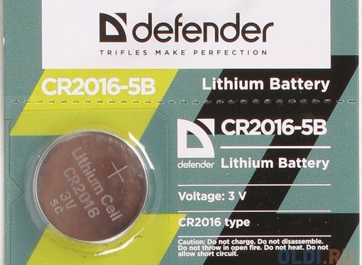 Батарейка Defender литиевая CR2016-5B в блистере 5 шт