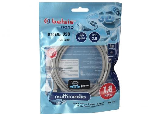 Кабель Belsis BW1411 (USB 2.0 AM/BM 1.8m 1 кольцо)