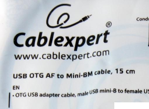 Кабель miniUSB OTG 0.15м Gembird/Cablexpert A-OTG-AFBM-002 USBAF/MiniBM, пакет