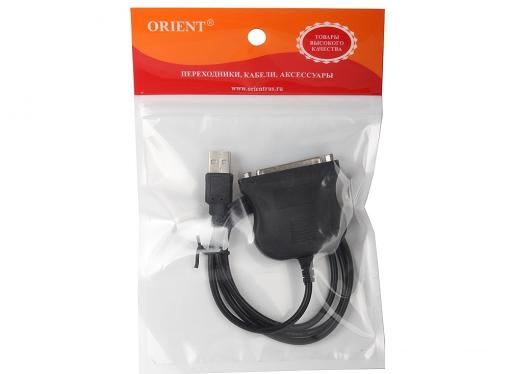 Кабель-адаптер Orient ULB-225, USB AM to LPT DB25F (порт), кабель 0.85м, крепление гайки
