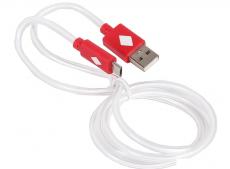 Кабель 3Cott 3C-LDC-066R-MUSB, USB Type A/M на Micro USB/M с подсветкой теплого оттенка, 1 м, красный
