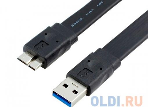 Кабель Micro USB 3.0 Orient MU-318F, Am - micro-Bm (10pin), 1.8 м, плоский, черный
