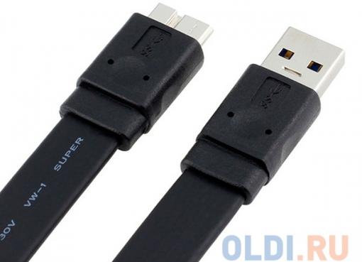 Кабель Micro USB 3.0 Orient MU-318F, Am - micro-Bm (10pin), 1.8 м, плоский, черный