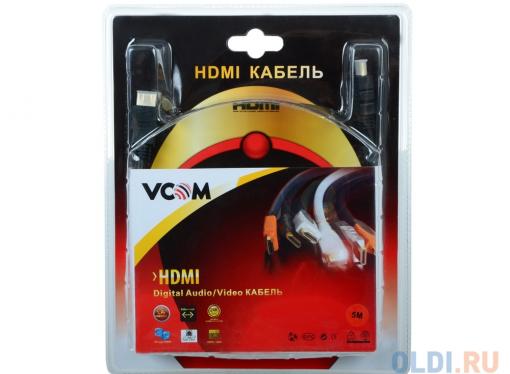 Кабель VCOM HDMI 19M/M ver:1.4-3D, 5m, позолоченные контакты, 2 фильтра (VHD6020D-5MB) Blister