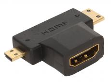Переходник Orient C137 HDMI F - mini+micro HDMI M, T-образный, позолоченные разъемы