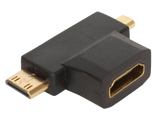 Переходник Orient C137 HDMI F - mini+micro HDMI M, T-образный, позолоченные разъемы