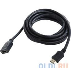 Удлинитель кабеля HDMI Cablexpert, 3.0м, v2.0, 19M/19F, черный, позол. разъемы, экран CC-HDMI4X-10