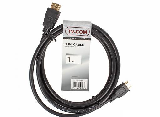 Кабель цифровой HDMI-HDMI 1.4V; 1m, плоский, белый, TV-COM (CG200FW-1M)