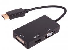 Кабель-адаптер Orient C309 DisplayPort M - HDMI/ DVI-I/ VGA, длина 0.2 метра, черный