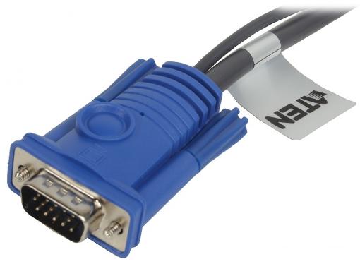 Шнур, мон+клав+мышь USB, SPHD15=)HD DB15+USB A-Тип ATEN (2L-5201U) Male-2xMale,  8+4 проводов, опрессованный,   1.2 метр., черный
