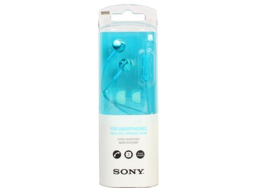 Гарнитура SONY EX155AP вкладыши, цвет голубой