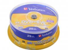 DVD+RW Verbatim 4.7Gb 4x 25шт Cake Box