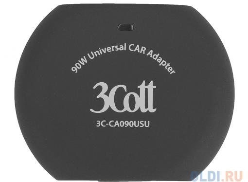 Универсальный адаптер питания для ноутбуков 90 Вт 3Cott 3C-CA090USU, ультратонкий, с автопереключением выходного напряжения, 10 коннекторов, USB выхо?