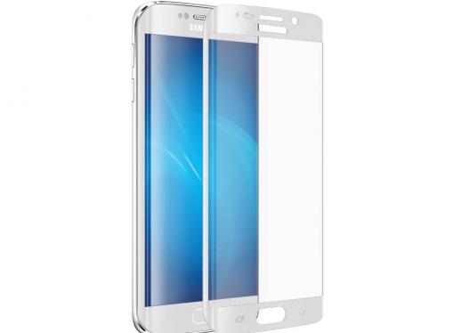Защитное стекло для Samsung Galaxy S6 Edge+ с цветной рамкой (white), DF