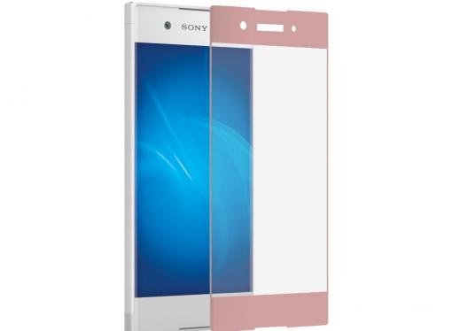 Закаленное стекло с цветной рамкой (fullscreen) для Sony Xperia XA1 DF xColor-06 (pink)