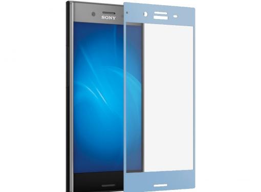 Закаленное стекло с цветной рамкой (fullscreen) для Sony Xperia XZs DF xColor-09 (blue)
