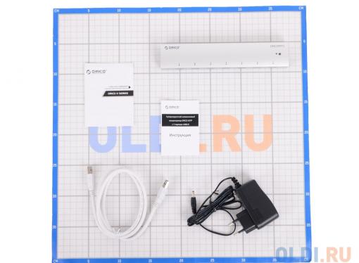 Концентратор USB Orico AS7P-U3 (серебристый) USB 3.0 x 7, адаптер питания