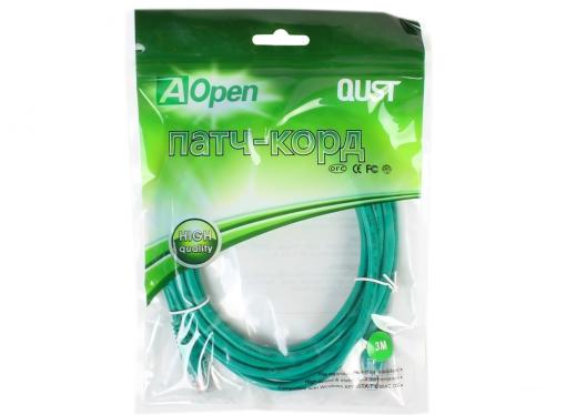 Патч-корд литой Aopen/Qust UTP кат.5е 3м зеленый (ANP511_3M_G)