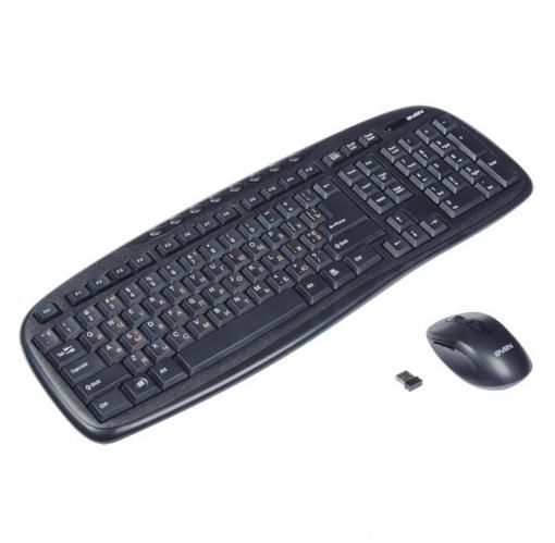 Беспроводной набор клавиатура+мышь SVEN Comfort 3400 Wireless, чёрный, 104+8 клавиш, классическая раскладка, 5+1 клавиш мыши, Blue LED