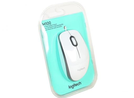 Мышь (910-005004) Logitech Mouse M100 White USB NEW