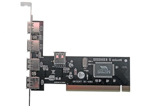 Контроллер PCI to USB2.0 HUB Orient 602 4ext.+1int port, VIA chip, OEM