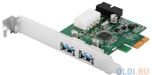 Контроллер ORIENT VA-3U2219PE, PCI-E USB 3.0 2ext/2int (19pin) port, VL805 chipset, разъем доп.питания, oem