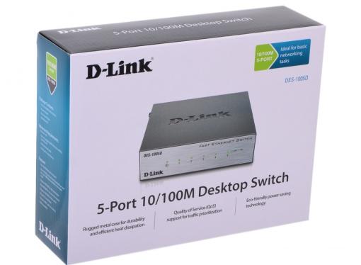 Коммутатор D-Link Switch DES-1005D Коммутатор с 5 портами 10/100Base-TX