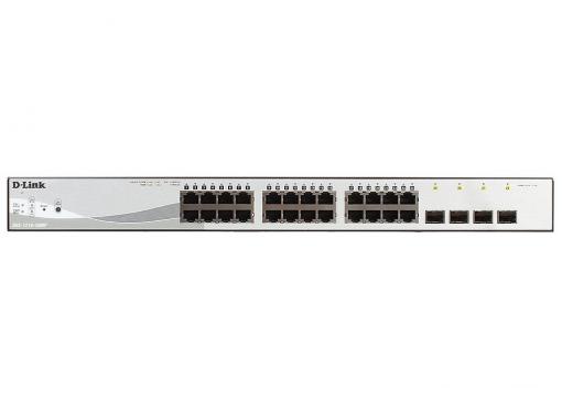 Коммутатор D-Link DGS-1210-28MP/E1A Настраиваемый коммутатор WebSmart с 24 портами 10/100/1000Base-T и 4 портами 1000Base-X SFP (порты 1 – 24 с поддер