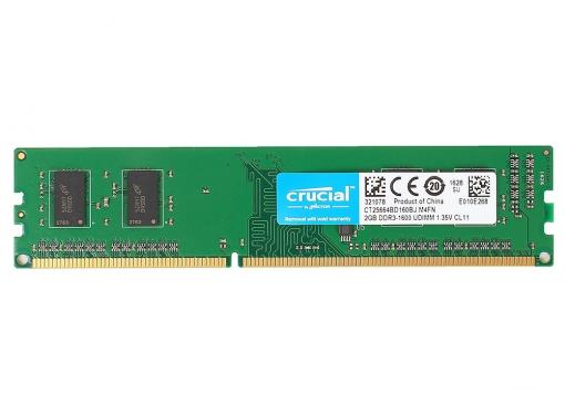 Память DDR3 2Gb (pc-12800) 1600MHz 1.35V Crucial (Retail) Single Rank CT25664BD160BJ
