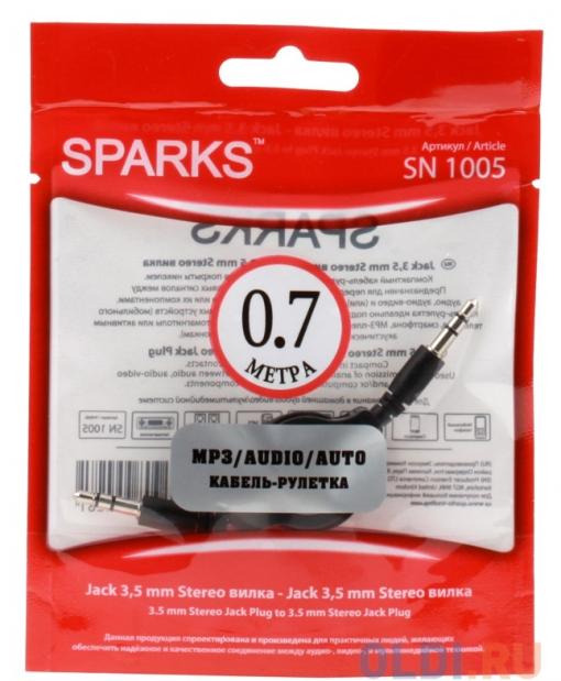 Кабель-рулетка Belsis -Sparks Jack 3,5 mm Stereo вилка -  Jack 3,5 mm Stereo вилка, длина 0.1 …0,7 м  SN1005