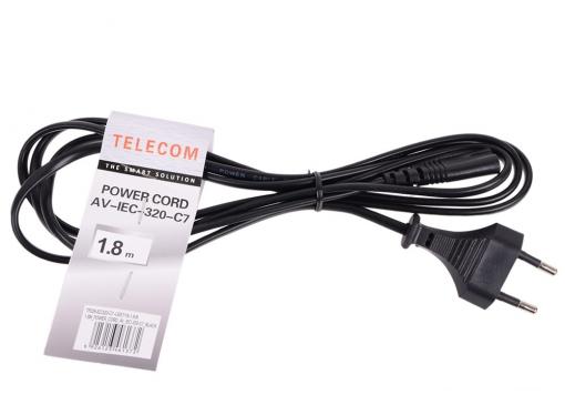 Кабель IEC-320-C7--розетка 220V, 2-pin, 1.8м , черный, Telecom (TP228-IEC320-C7--CEE7/16-1.8-B)