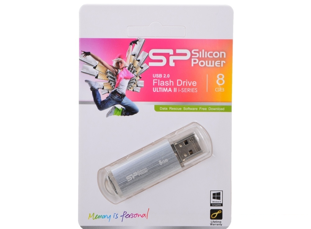 USB флешка Silicon Power Ultima II I-series Silver  8GB (SP008GBUF2M01V1S)