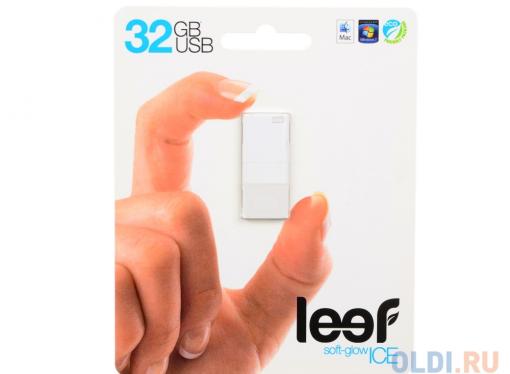 Внешний накопитель 32GB USB Drive (USB 2.0) Leef ICE White Прозрачный, с мягкой подсветкой
