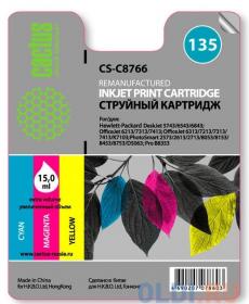 Картридж Cactus CS-C8766   №135  (трехцветный) для HP DeskJet 5743/6543/6843, OfficeJet 6213/7313/7413, OfficeJet 6313/7213/7313/7413/K7103; PhotoSmar