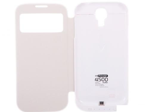 Чехол с аккумулятором Gmini mPower Case MPCS45F White, для Galaxy S4, 4500mAh, Flip cover