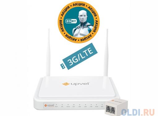 Маршрутизатор UPVEL UR-354AN4G Bandle 3G/4G/LTE ADSL2+/Ethernet Wi-Fi роутер  300 Мбит/с  + Бонус ESET Nod32 Smart Security 3 мес. бесплатно + Карточк