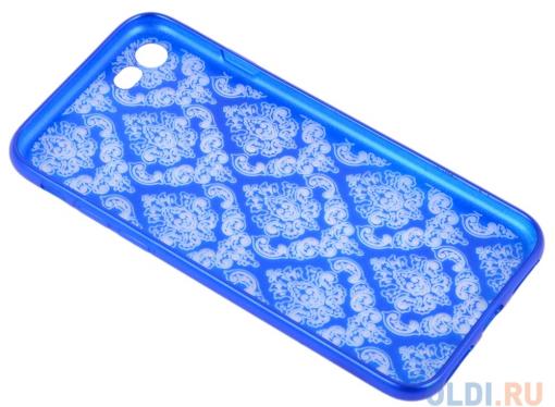 Силиконовый чехол для iPhone 7 TPU Цветочный узор (синий/прозрачный) 0L-00029604