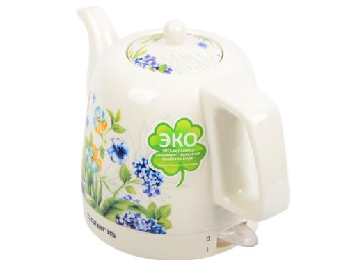 Чайник электрический POLARIS PWK 1299CCR мощность — 1500Вт; объем — 1.2л; корпус — керамика; цвет — белый/весна